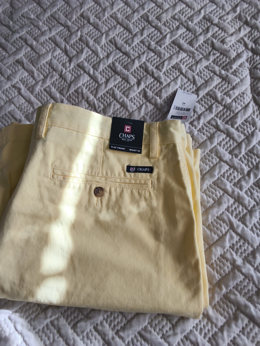 Chaps Men’s Pale Yellow Flat Front Chinos